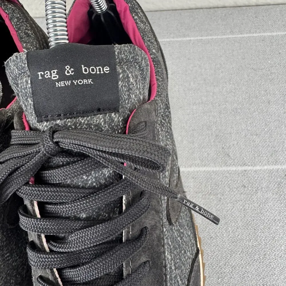 Rag & Bone Retro Runners Sporty Athletic Running Sneakers Grey Denim Pink 9 / 39